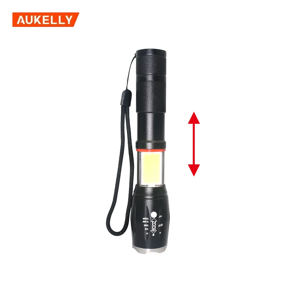 1*18680/3*3a 1000 lumens with COB side light magnetic hot sell tactical flashlight with pressure switch