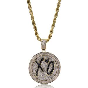 Collier à disque double couche rotatif Migos <span class=keywords><strong>Rap</strong></span> XO avec colliers pendentifs mode Zircon et <span class=keywords><strong>Love</strong></span> - Product Image 3