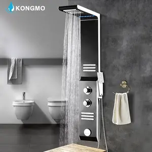 Bathroom stainless steel rainfall showerhead massage smart shower panel with CE certification