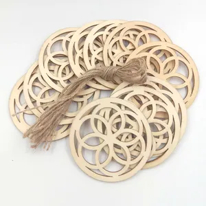 10 piezas de corte láser Artificial regalo crudo madera copo de nieve decoración colgantes para Navidad