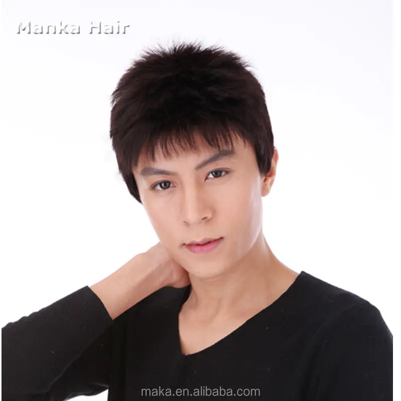 Perruque avec dentelle pour hommes, 100% cheveux humains de Style japonais et sud-coréen, vente en gros, mode masculine