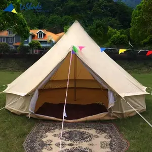 Grosir kanvas katun tahan api tenda mongolia 5m yurt bel mewah glamor