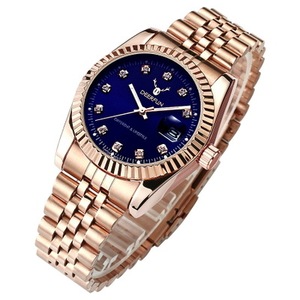 Montre <span class=keywords><strong>femme</strong></span> DEERFUN 3876 en or, <span class=keywords><strong>lunette</strong></span> rotative, verre saphir, bracelet en acier inoxydable, étanche, quartz. - Product Image 6