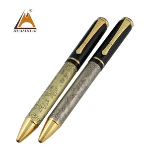 Rotring-pluma de metal de lujo, grabado láser, logo, barril de latón, bronce, antiguo, tallado, patrón de cobre