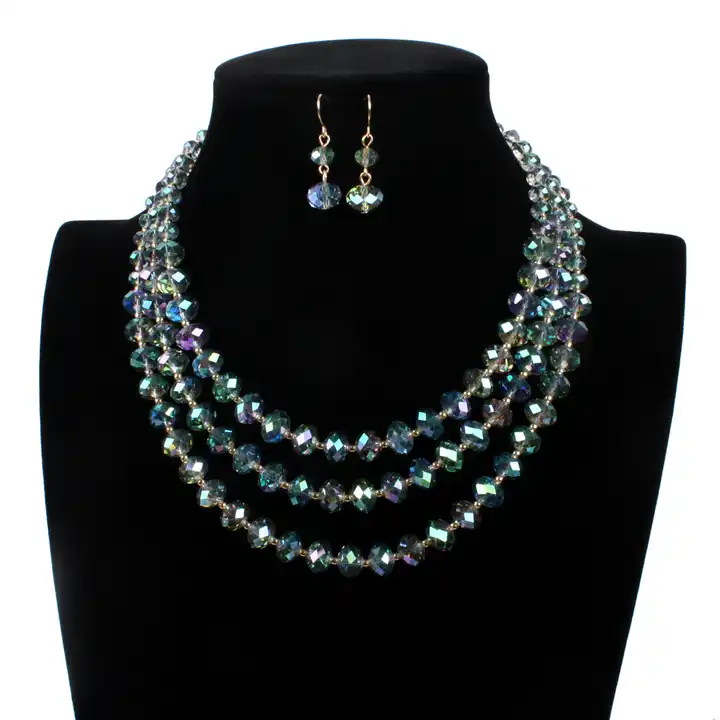 Fashion crystal beads necklace and earrings