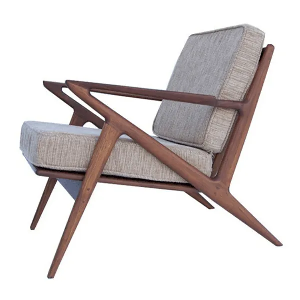 AC-175 Walnut Wood Frame Leisure Chair With Fabric Cushion