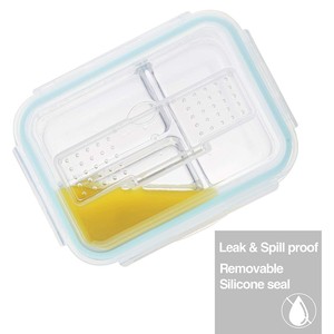 IKOO Boîte à lunch de préparation de <span class=keywords><strong>repas</strong></span> en <span class=keywords><strong>verre</strong></span> Lot de 3 récipients de stockage des aliments avec couvercle d'ustensile de couverts en plastique - Product Image 3