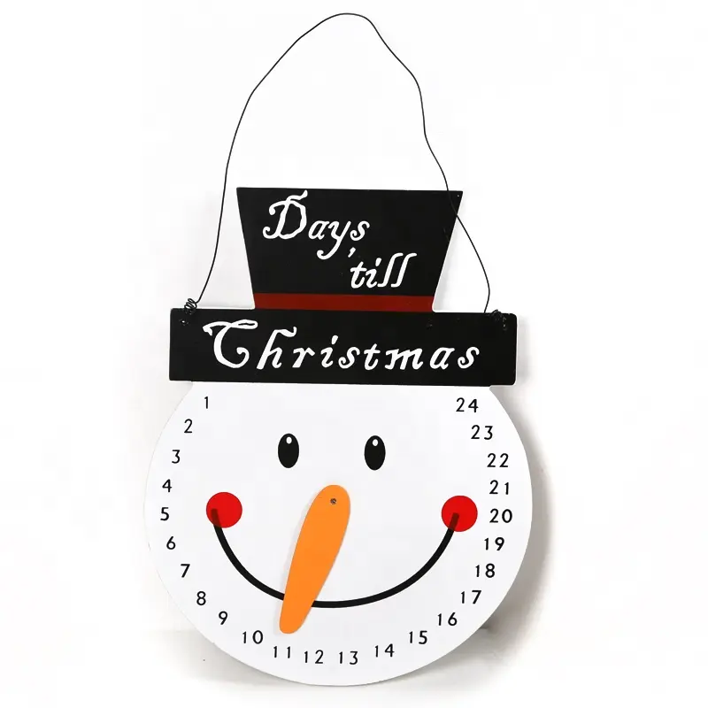 Wooden Christmas Hanging Countdown Snowman Calendar Wall Plaque for Gift and Home decoration