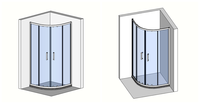 Cabines de douche coulissantes sur mesure en verre trempé CE rond de 6 mm, cadre en aluminium brossé, plateau en pierre artificielle pour usage hôtelier
