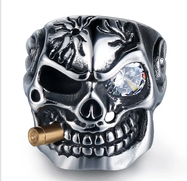 Cool sterling silver stainless steel skull rings new punk rings for men