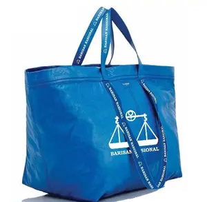 高級折りたたみ式ラミネートハンドルデザイン印刷大型プラスチックダブルハンドルPP織りショッピングバッグ