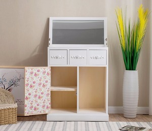 Ensemble coiffeuse shabby chic à <span class=keywords><strong>3</strong></span> <span class=keywords><strong>tiroirs</strong></span> avec miroir pliant et tabouret floral - Product Image 3