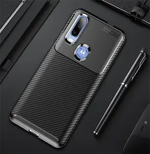 Ultra thin carbon fiber texture shockproof rubber cover soft tpu case for MOTO One Vision