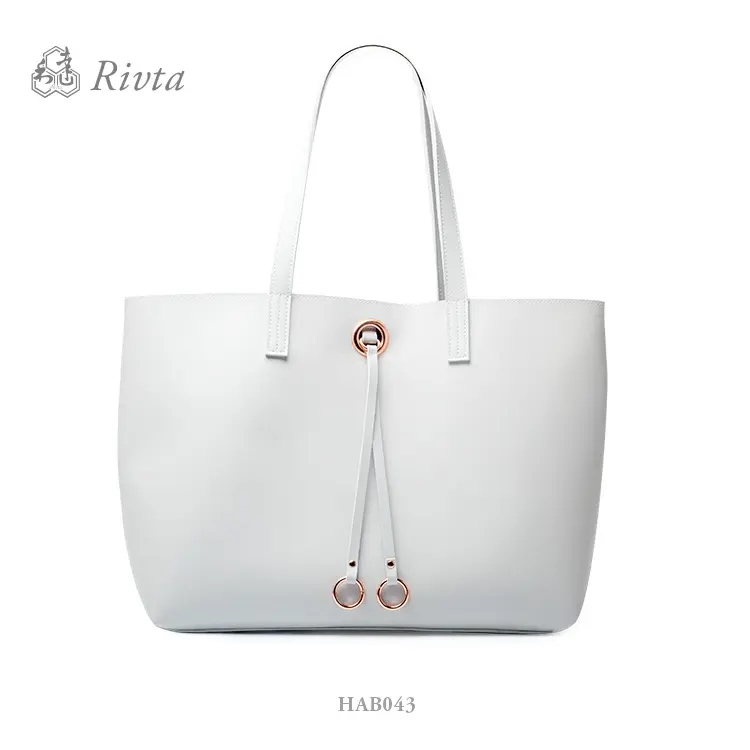 Wholesale PVC Or PU Leather Fashion Lady Grey Women's Shopping Handbag Tote Bag