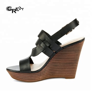 Sandalias de tacón <span class=keywords><strong>muy</strong></span> alto con cuña de fábrica para mujer madura, de madera - Product Image 3