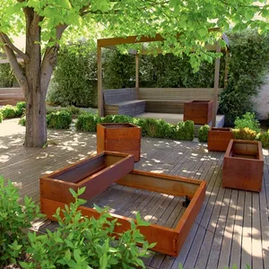 Dekorative garten samen pflanzer angehoben garten bett in corten stahl