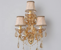 JYLIGHTING Lampe murale moderne de luxe à LED en verre et cristal 220V pour la maison, l'hôtel, la chambre à coucher, le salon, le style européen avec abat-jour en tissu