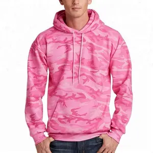 Moletom camuflado com capuz para homens, casaco masculino de lã rosa com logotipo personalizado