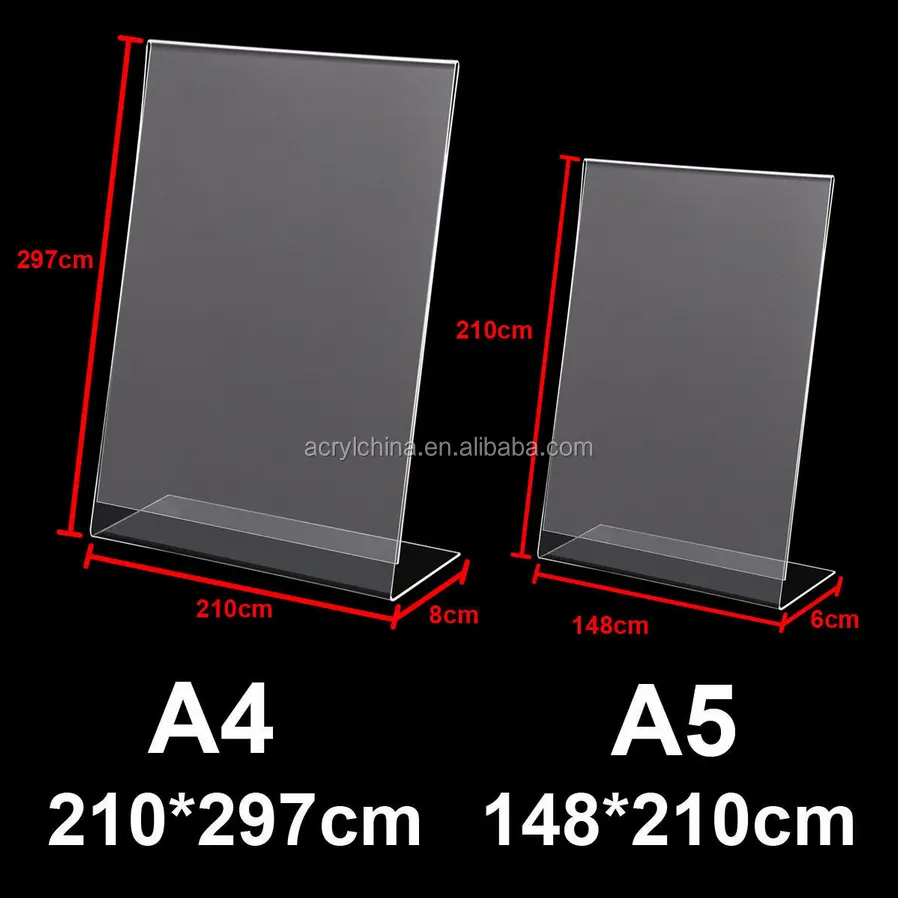 Acrylic Poster Menu Holder Perspex Leaflet Display Stands Name Holder A4 A5