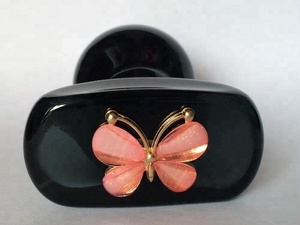 Enchufe Anal de cristal de alta calidad, tapón Anal de cristal negro de mariposa, herramientas sexuales - Product Image 2