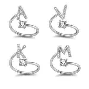 Anillos de dedo con letras en inglés para niñas, anillos de dedo de diseño Simple coreano, 26 Uds.