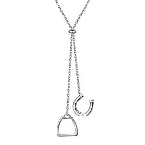 Hufeisen Schmuck 925 Sterling Silber Lange Kette Einstellbare Hufeisen Halskette