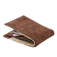 Dompet RFID Koin Gaya Pendek PU Pria Kasual Bisnis Logo Kustom, Dompet Kulit Minimalis Tempat Kartu Obral Promosi