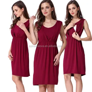 Comfortable Summer Stretch Maternity Loose Dress Pregnant Clothes Low MOQ Sleeveless Breastfeeding Wear