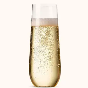 2024 hot sale 12oz Unbreakable Plastic Stemless Champagne Flute Cup 100% tritan Glasses cocktail glasses margarita glasses