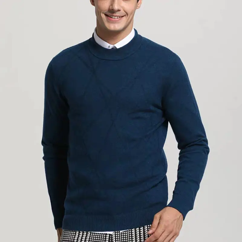 Jersey de lana pura para hombre, Jersey Merino informal a la moda