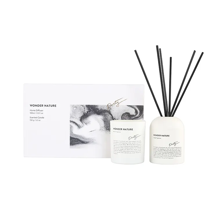 M&SENSE Sound of Wind Collection Wonder Nature Gift Box Luxury Scented Reed Diffuser Candle Set