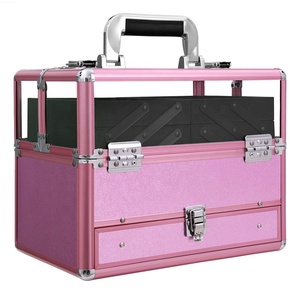 Valigetta per Trucco in Alluminio di Lusso, Organizer per Cosmetici, Beauty Case Professionale per Artisti, con Coperchio Trasparente in Acrilico - Product Image 4