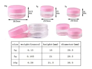 Fabriek Prijs Goedkope Lege Plastic Mini Cosmetische 10 Gram Jar Roze Cosmetische Potten En Flessen