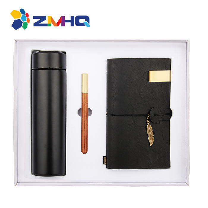Fiaschetta sottovuoto nero + penna + taccuino