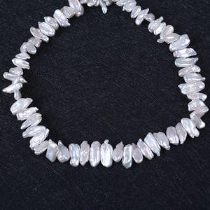 Perlas de Agua Dulce Keshi <span class=keywords><strong>Biwa</strong></span> Naturales Blancas con Orificio Lateral, 6*19 mm - Product Image 3