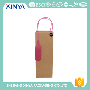 Plegable elegante sola botella de <span class=keywords><strong>vino</strong></span> marrón kraft bolsa de papel con <span class=keywords><strong>el</strong></span> logotipo impreso - Product Image 2