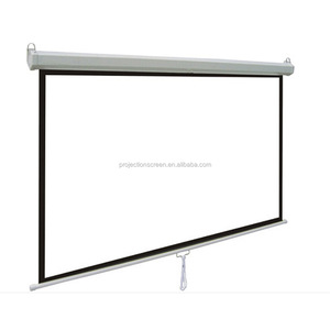 Écran de projection mural ou suspendu manuel à verrouillage automatique HD, support mural ou de <span class=keywords><strong>plafond</strong></span> en acier pour cinéma maison, bureau, vidéo - Product Image 2