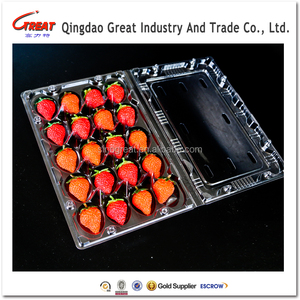 Vente chaude de barquettes alimentaires jetables en plastique PET/barquette à clapet pour fraises/myrtilles - Product Image 2