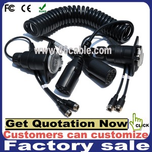 2-Channel 7-Pin a spirale cavo AV 4-Pin aviazione maschio Din ecca connettore per auto HDTV rimorchio camion sistema di Ready Stock - Product Image 2