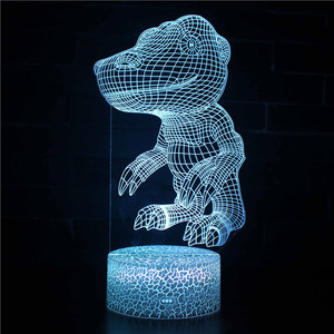 Lampada Notturna a Illusione Olografica 3D LED con Interruttore Touch, Luce Cambia Colore per Camera da Letto, Forma di Dinosauro - Product Image 2