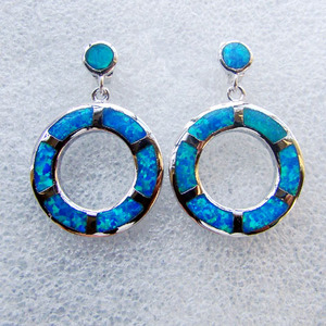 Alta calidad azul pendiente del ópalo de fuego, 100% esterlina joyería del ópalo de plata <span class=keywords><strong>Dangel</strong></span> Opal pendiente aceptados por Pa - Product Image 1