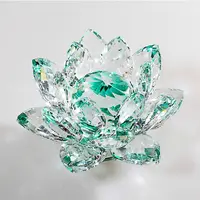 Green Crystal Lotus Flower for Crystal Gift, Feng Shui