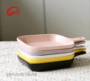 Термостойкая безопасная квадратная антипригарная керамическая жаростойкая посуда с ручкой