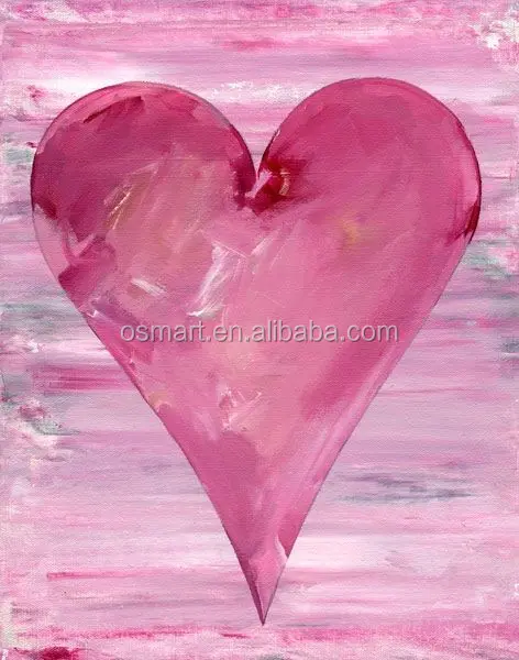 art deco wall panels Cute pink love heart classic painting 100%handmade classic decoration oil painting in canvas