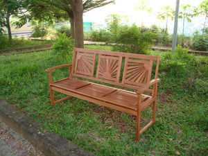 Banc de jardin Delia 3 places en bois massif Finition rustique de haute qualité pour une utilisation en plein air dans les parcs - Product Image 2