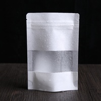 Stand up White Kraft Paper Reclosable Ziplock Plain Heat Sealable Food Packaging Doypack Pouches Bags With Matte Window