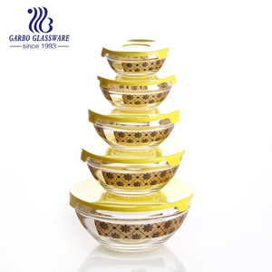 Impresión personalizada 5PCs Ensalada Cena <span class=keywords><strong>Bowl</strong></span> Sets con tapa Premium Tazones de vidrio