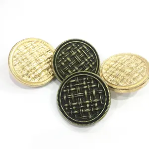 High quality black Metal circular belt button striated decorative buttons for clothing