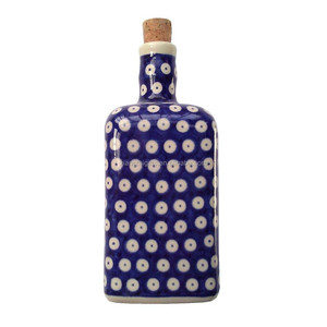 Poterie bohème classique peinte à la main, bouteille d'huile d'olive ou de vinaigre en céramique, ml - Product Image 1