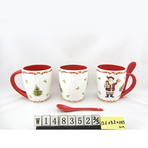 Taza de cerámica de Navidad con cuchara, café por sublimación multicolor, superventas - Product Image 3
